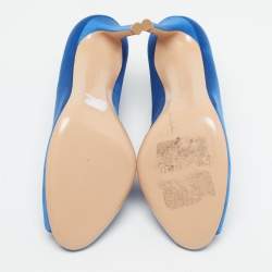 Pre Owned Gianvito Rossi Vamp Size 38 Blue Satin Booties