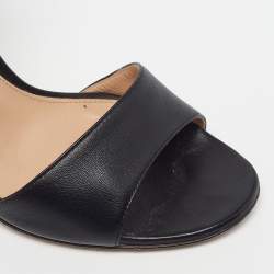 Pre Owned Gianvito Rossi Size 38.5 Black Leather Ankle Cuff Buckle Open Toe  Sandals