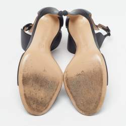 Pre Owned Gianvito Rossi Size 38.5 Black Leather Ankle Cuff Buckle Open Toe  Sandals