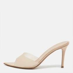 Pre Owned Gianvito Rossi Elle Size 40 Beige PVC Slide Sandals