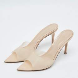 Pre Owned Gianvito Rossi Elle Size 40 Beige PVC Slide Sandals