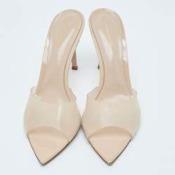 Pre Owned Gianvito Rossi Elle Size 40 Beige PVC Slide Sandals