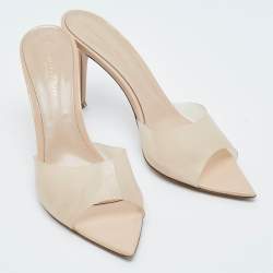 Pre Owned Gianvito Rossi Elle Size 40 Beige PVC Slide Sandals