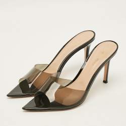 Pre Owned Gianvito Rossi Elle Size 40.5 Black PVC Slide Sandals