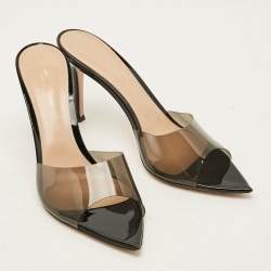 Pre Owned Gianvito Rossi Elle Size 40.5 Black PVC Slide Sandals