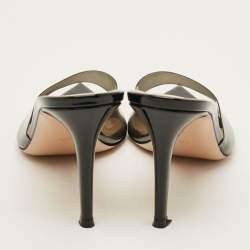 Pre Owned Gianvito Rossi Elle Size 40.5 Black PVC Slide Sandals