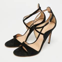 Pre Owned Gianvito Rossi Sisely Size 39 Black Suede Ankle Strap Sandals