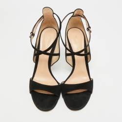 Pre Owned Gianvito Rossi Sisely Size 39 Black Suede Ankle Strap Sandals