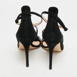 Pre Owned Gianvito Rossi Sisely Size 39 Black Suede Ankle Strap Sandals