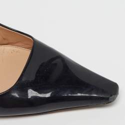 Pre Owned Gianvito Rossi Size 38 Black Patent Leather Slingback  Block Heel Pumps