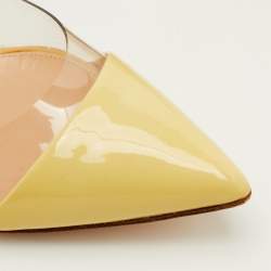 Pre Owned Gianvito Rossi Plexi Size 38 Beige/Cream Patent Leather and PVC Pointed Toe Pumps