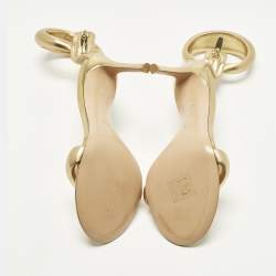 Pre Owned Gianvito Rossi Bijoux Size 37 Gold Leather Ankle Strap Sandals