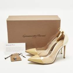 Pre Owned حذاء كعب عالي جيانفيتو روسي بليسي بي في سي وجلد كريم/بيج مقاس 40