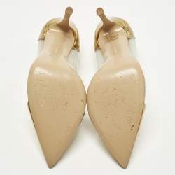 Pre Owned حذاء كعب عالي جيانفيتو روسي بليكسي بلاستيك مشمع وجلد ذهبي مقاس 38