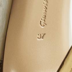 Pre Owned حذاء كعب عالي جيانفيتو روسي بليكسي بلاستيك مشمع  وجلد ذهبي مقاس 38