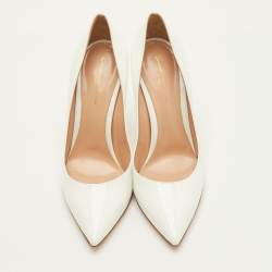 Pre Owned Gianvito Rossi Gianvito 105 Size 39.5 White Patent Leather Pointed Toe Pumps