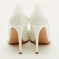 Pre Owned Gianvito Rossi Gianvito 105 Size 39.5 White Patent Leather Pointed Toe Pumps