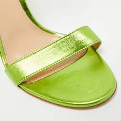 Pre Owned Gianvito Rossi Portofino Size 38 Green Leather Ankle Strap Sandals