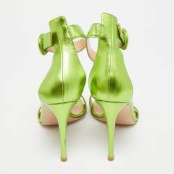 Pre Owned Gianvito Rossi Portofino Size 38 Green Leather Ankle Strap Sandals