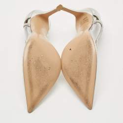 مملوكة مسبقًا Gianvito Rossi Leif Size 39 Silver Leather and PVC D'orsay Pumps