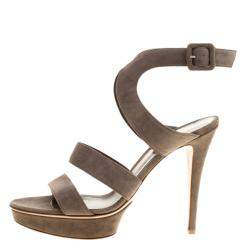 Pre Owned Gianvito Rossi Grey Suede Platform Sandals Size 40