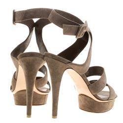 Pre Owned Gianvito Rossi Grey Suede Platform Sandals Size 40