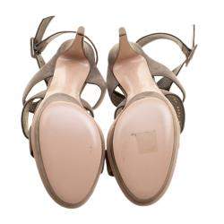 Pre Owned Gianvito Rossi Grey Suede Platform Sandals Size 40