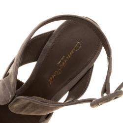 Pre Owned Gianvito Rossi Grey Suede Platform Sandals Size 40