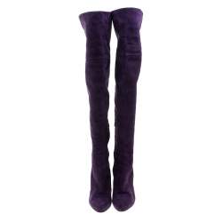 Pre Owned Gianvito Rossi Purple Suede Over the Knee Boots Size 40