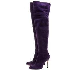 Pre Owned Gianvito Rossi Purple Suede Over the Knee Boots Size 40