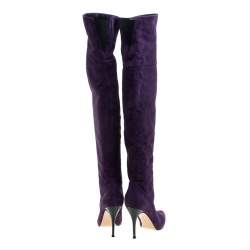Pre Owned Gianvito Rossi Purple Suede Over the Knee Boots Size 40