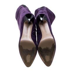 Pre Owned Gianvito Rossi Purple Suede Over the Knee Boots Size 40
