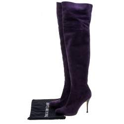 Pre Owned Gianvito Rossi Purple Suede Over the Knee Boots Size 40