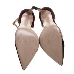 Pre Owned Gianvito Rossi Tricolor Suede Ankle Strap D'orsay Pointed Toe Pumps Size 36.5