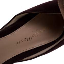 Pre Owned Gianvito Rossi Tricolor Suede Ankle Strap D'orsay Pointed Toe Pumps Size 36.5