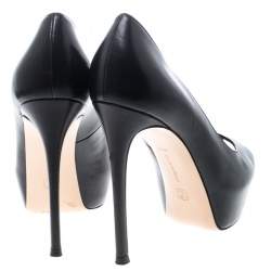 Pre Owned Gianvito Rossi Black Leather Peep Toe Platform Pumps Size 37.5