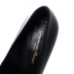 Pre Owned Gianvito Rossi Black Leather Peep Toe Platform Pumps Size 37.5