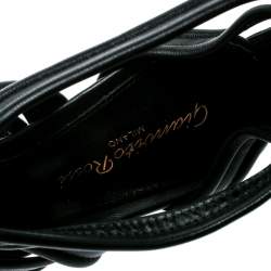 Pre Owned Gianvito Rossi Black Leather Gladiator Knee Length Sandals Size 36