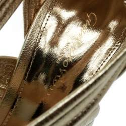 Pre Owned Gianvito Rossi Gold Leather Gladiator Knee High Sandals Size 38