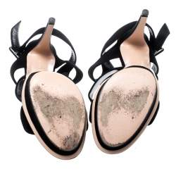 Pre Owned Gianvito Rossi Black Suede Ankle Strap Platform Sandals Size 40