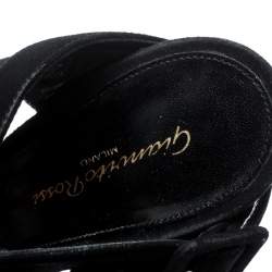 Pre Owned Gianvito Rossi Black Suede Ankle Strap Platform Sandals Size 40