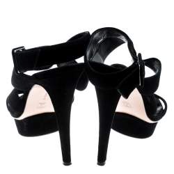 Pre Owned Gianvito Rossi Black Suede Ankle Strap Platform Sandals Size 40