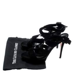 Pre Owned Gianvito Rossi Black Suede Ankle Strap Platform Sandals Size 40