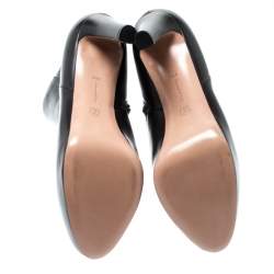 Pre Owned Gianvito Rossi Black Leather Platform Ankle Boots Size 39.5