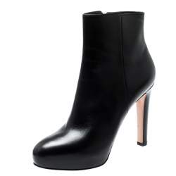 Pre Owned Gianvito Rossi Black Leather Platform Ankle Boots Size 39.5