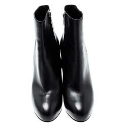 Pre Owned Gianvito Rossi Black Leather Platform Ankle Boots Size 39.5