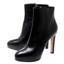 Pre Owned Gianvito Rossi Black Leather Platform Ankle Boots Size 39.5