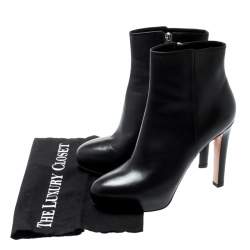 Pre Owned Gianvito Rossi Black Leather Platform Ankle Boots Size 39.5