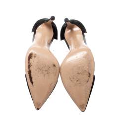 Pre Owned Gianvito Rossi Metallic Black/Purple Suede And PVC Plexi Pointed Toe Pumps Size 35.5