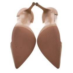 Pre Owned Gianvito Rossi Beige Suede And PVC Plexi Pointed Toe Pumps Size 36